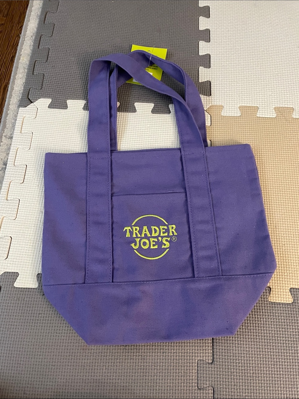 New with Tags Limited Edition Trader Joe’s Purple Mini Canvas Tote Bag